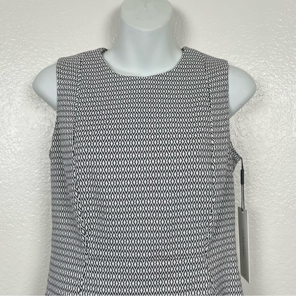 NWT Calvin Klein White Black Diamond Print Sheath Pencil Dress Business 6P - Picture 3 of 16